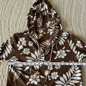 Tommy Bahama Hooded Linen/Cotton Zip Top Size Small